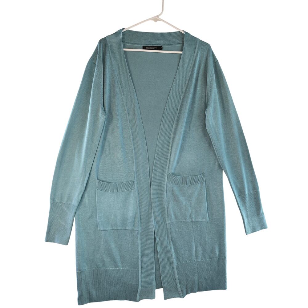 Merokeety Blue Cardigan Sweater Women's Size L